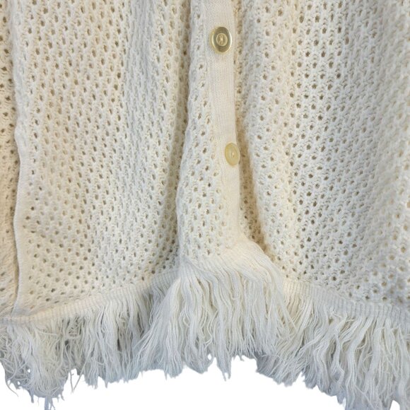 Vintage 70s Crochet Poncho Cardigan Wrap Jacket Shawl Women One Size Fall Winter - Picture 11 of 16